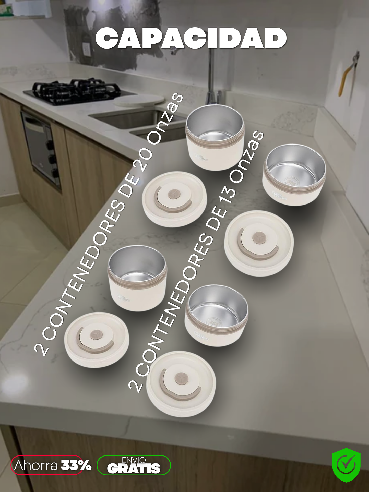 SET RECIPIENTES TERMICOS X4 PACK + ENVIO GRATIS