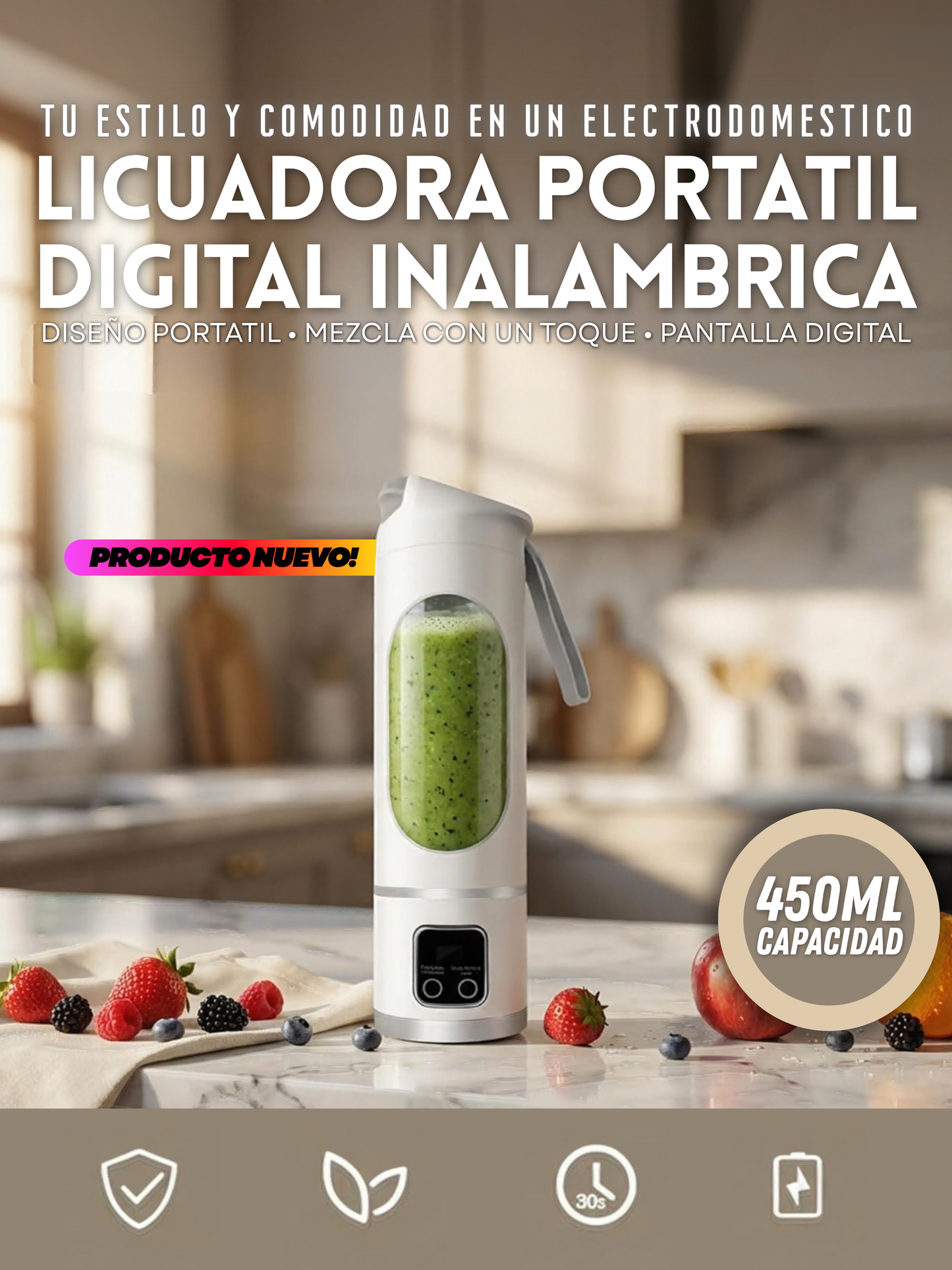 LICUADORA PORTATIL DIGITAL INALAMBRICA + ENVÍO GRATIS