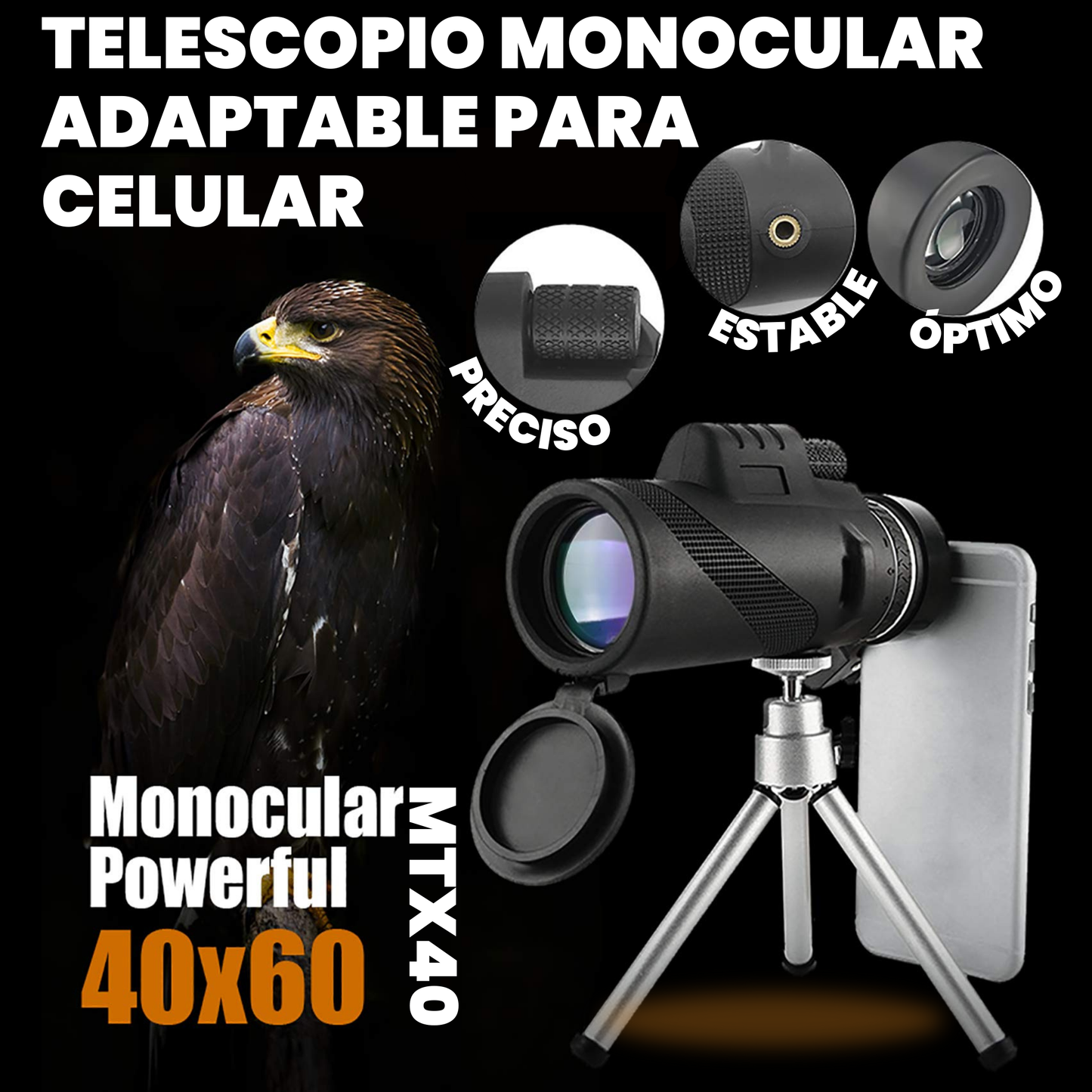MTX40 - TELESCOPIO MONOCULAR ADAPTABLE PARA CELULAR