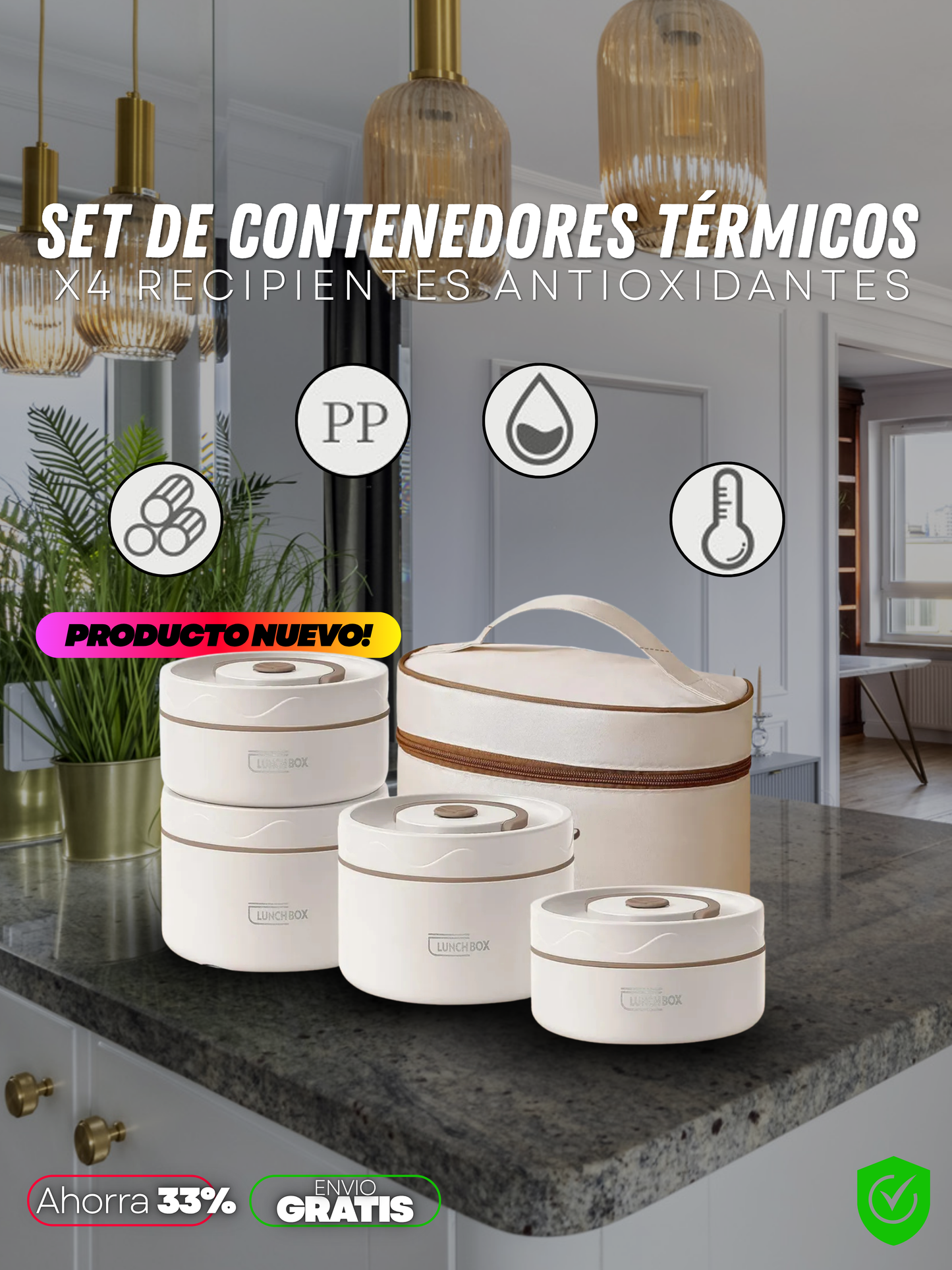 SET RECIPIENTES TERMICOS X4 PACK + ENVIO GRATIS