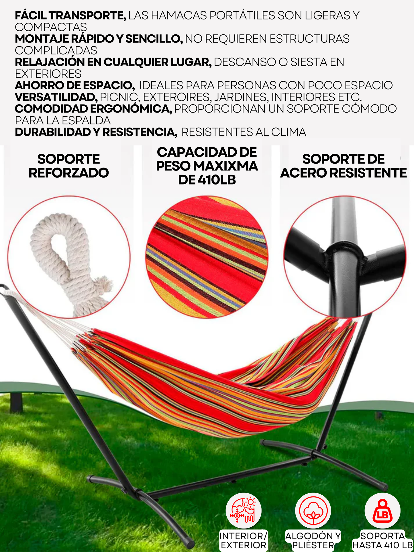 HAMACA PORTÁTIL DESARMABLE + ENVIO GRATIS