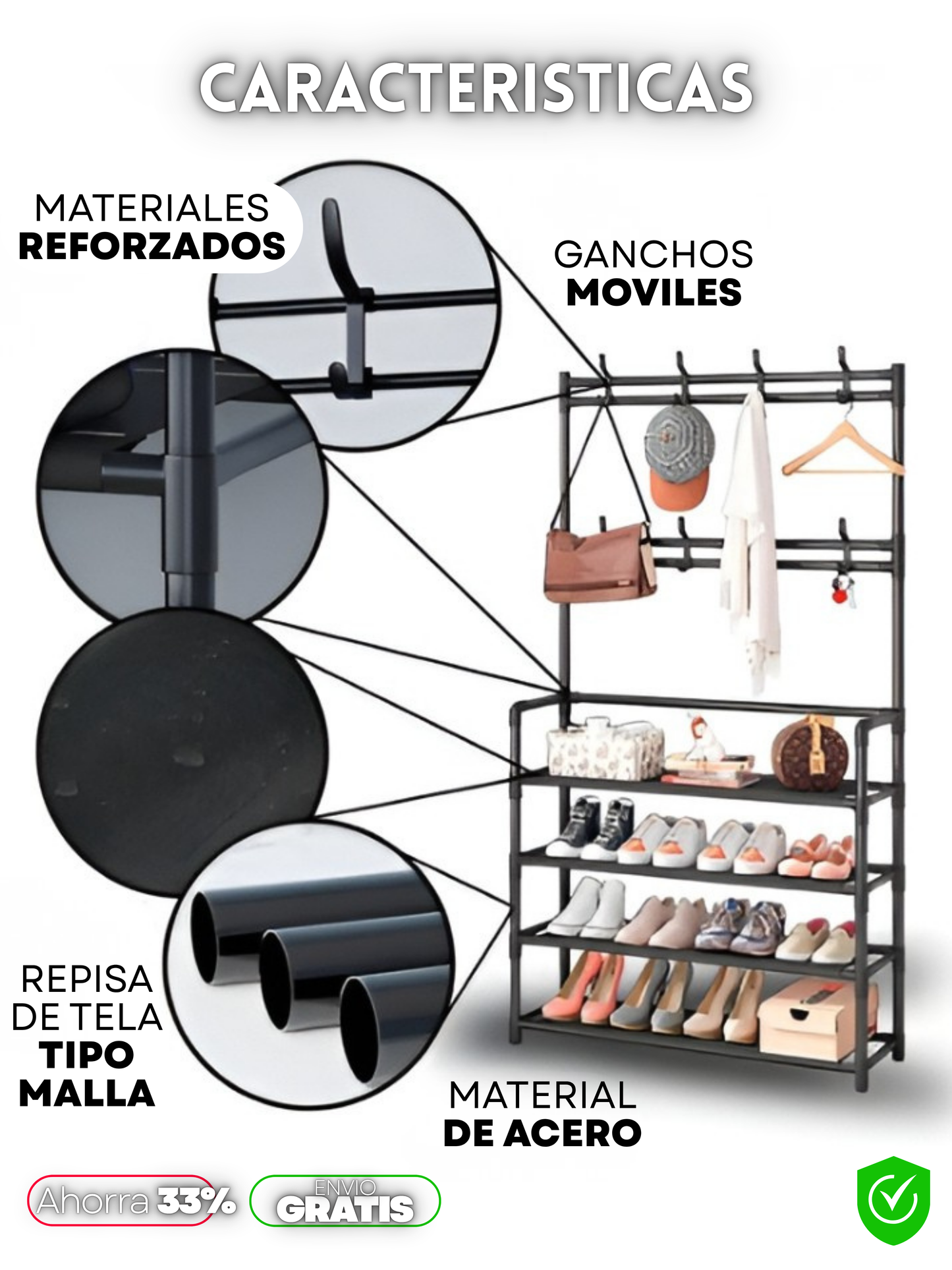 ZAPATERO/PERCHERO SPACE LINE RACK + ENVIO GRATIS