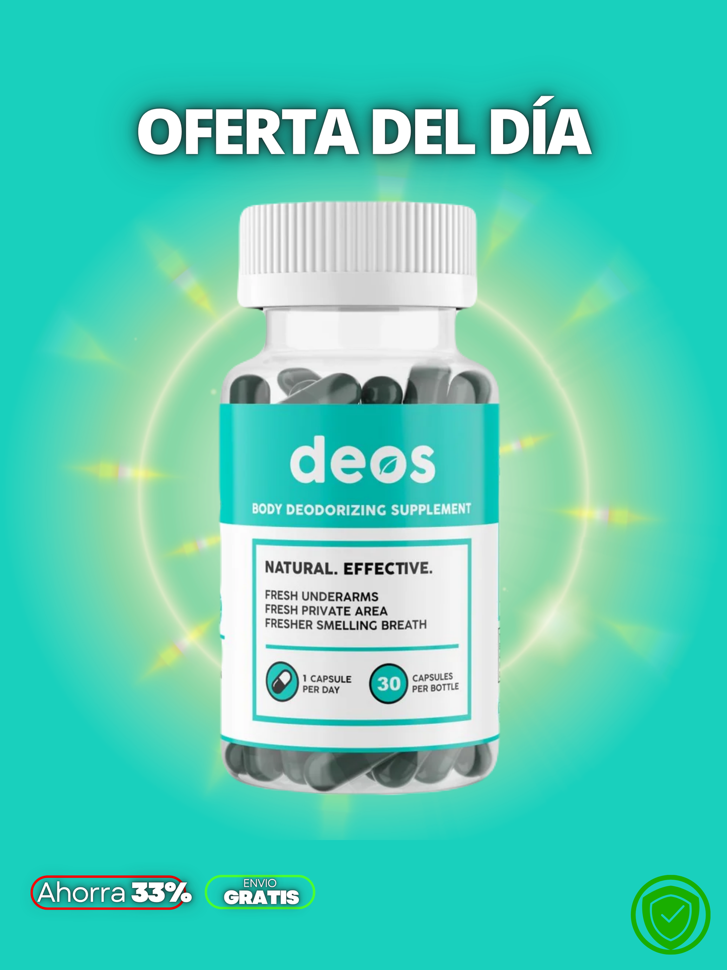 DESODORANTE NATURAL EN CAPSULAS X30CAP + ENVIO GRATIS