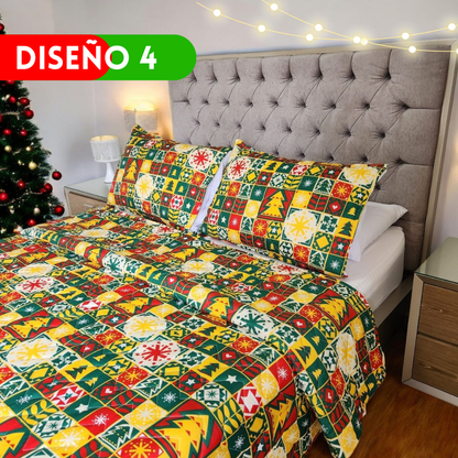 EDREDÓN NAVIDEÑO PARA CAMA DOBLE + 2 FUNDAS DE ALMOHADAS GRATIS