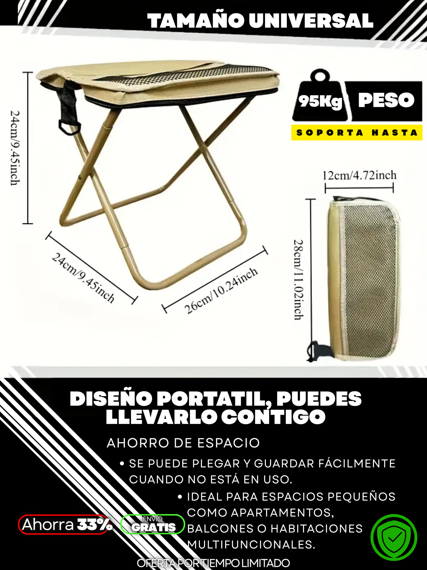 SILLA PLEGABLE PORTÁTIL + ENVIO GRATIS
