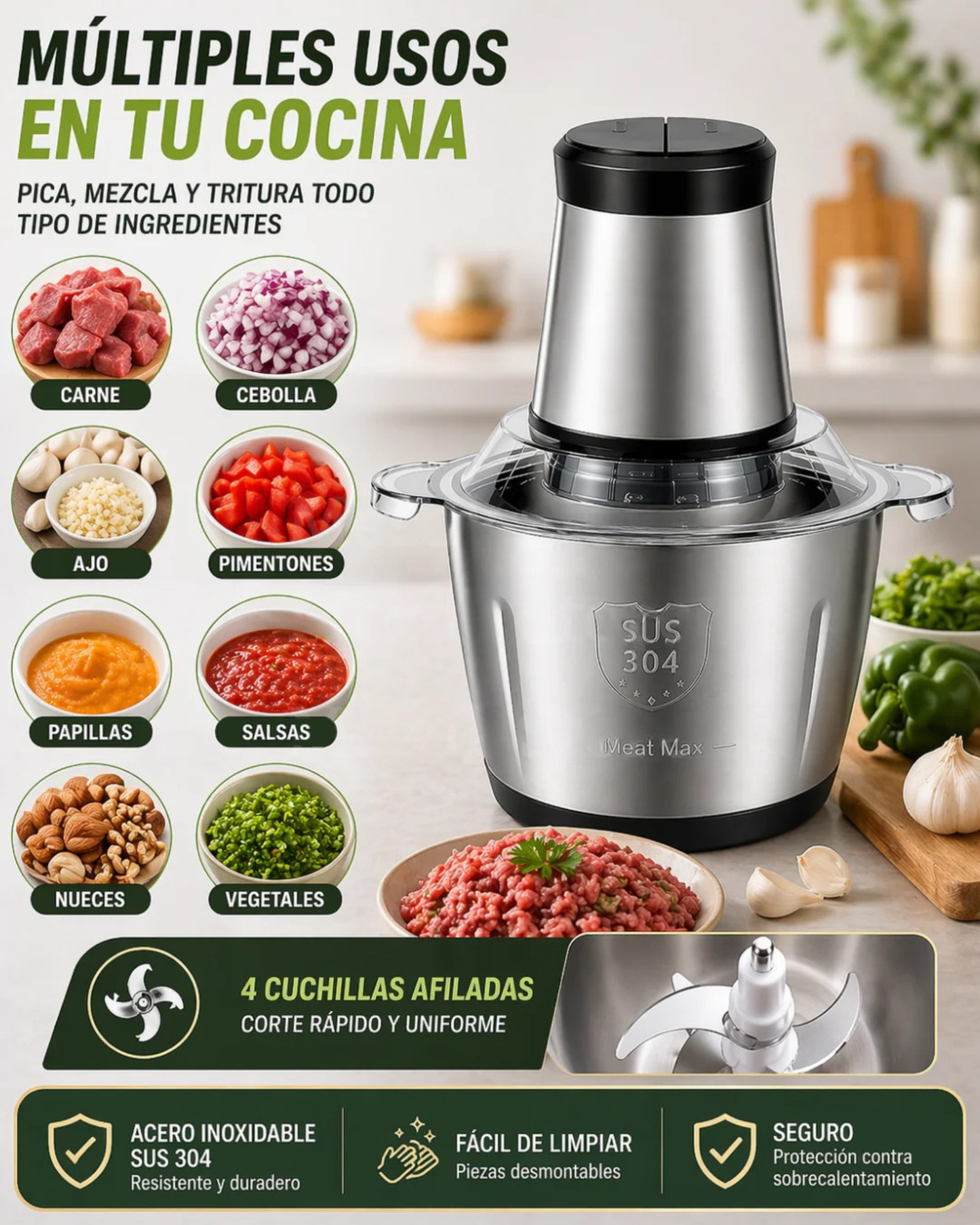 MOLINO PICADOR ELECTRICO DE 2 LITROS + ENVIO GRATIS