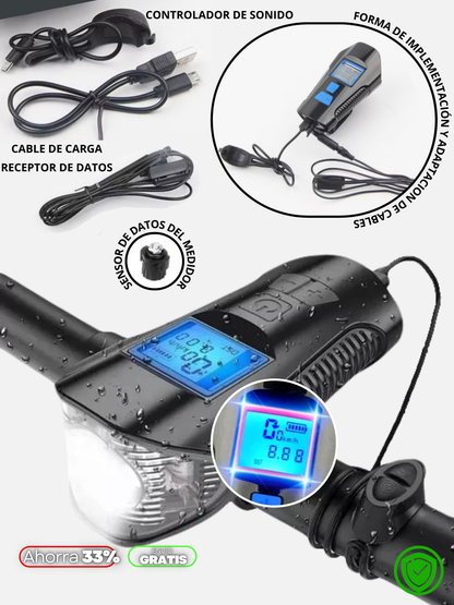VELOCIMETRO LUZ LED MULTIFUNCIONAL CON BOCINA + ENVIO GRATIS