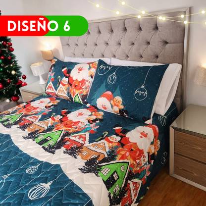 EDREDÓN NAVIDEÑO PARA CAMA DOBLE + 2 FUNDAS DE ALMOHADAS GRATIS