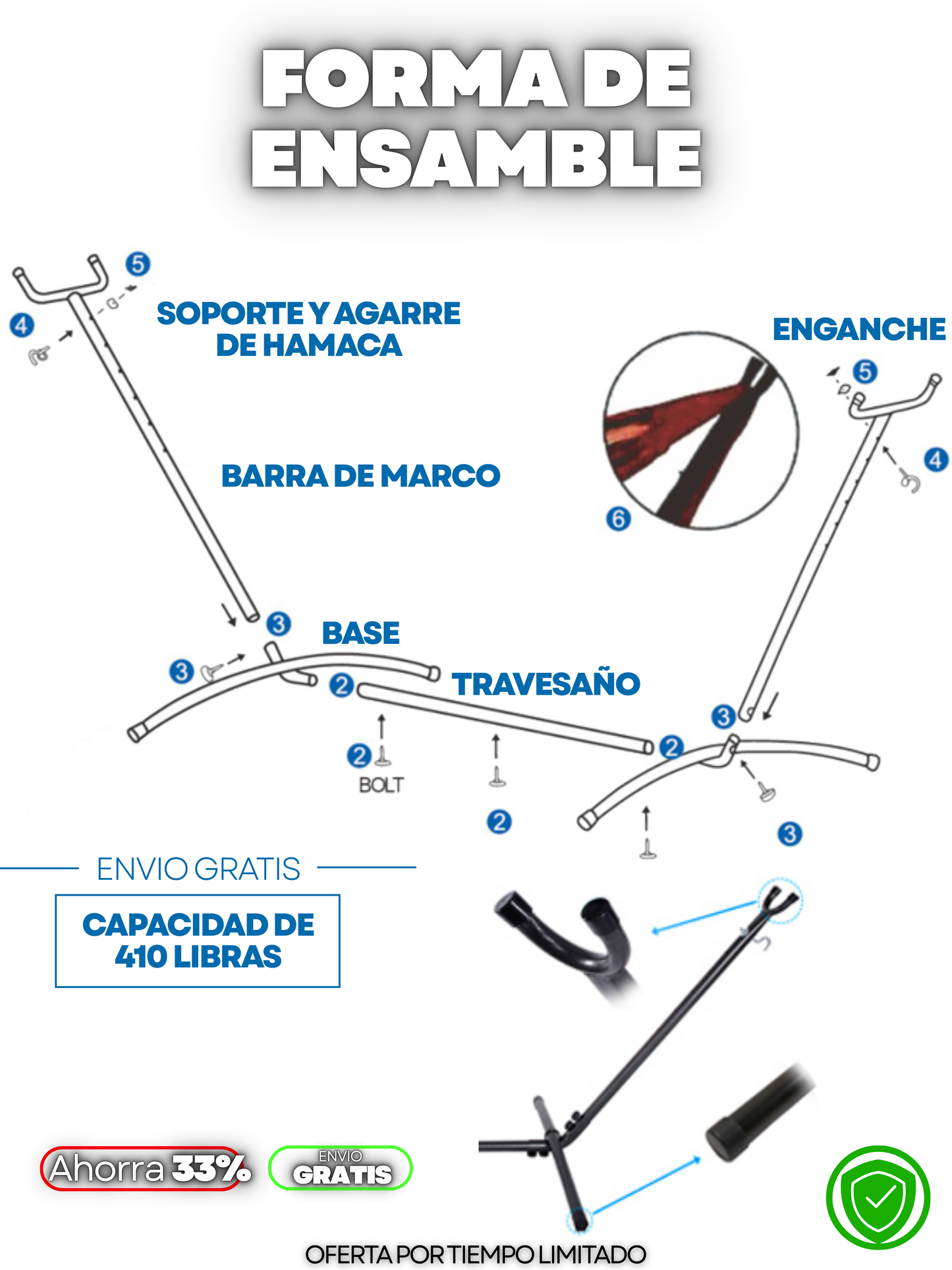 HAMACA PORTÁTIL DESARMABLE + ENVIO GRATIS