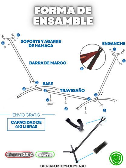 HAMACA PORTÁTIL DESARMABLE + ENVIO GRATIS