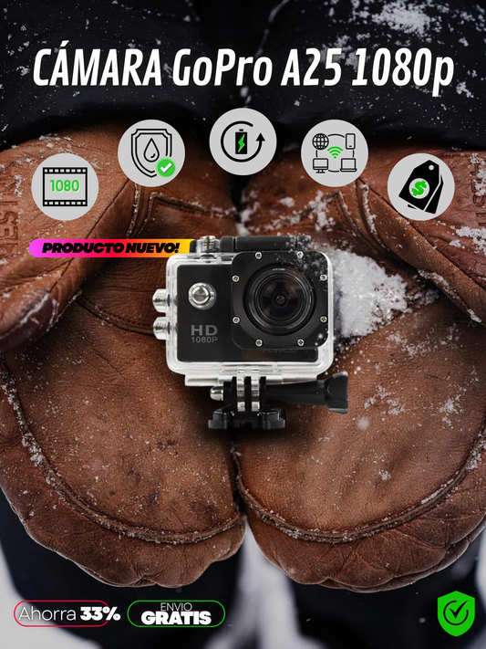 CÁMARA GoPro A25 1080 CON ACCESORIOS + ENVIO GRATIS