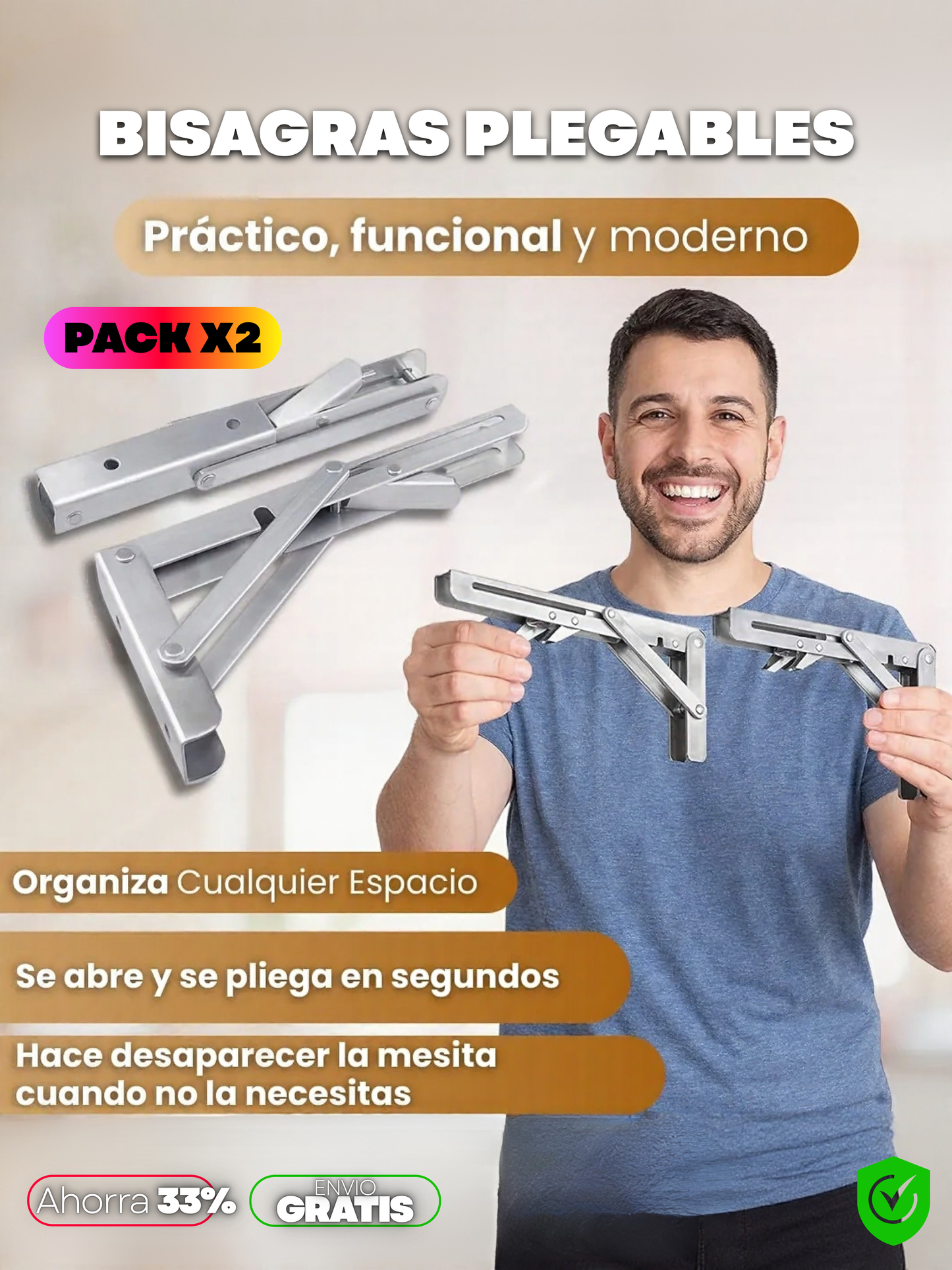 BISAGRAS PLEGABLES INTELIGENTES PACK X2 + ENVIO GRATIS