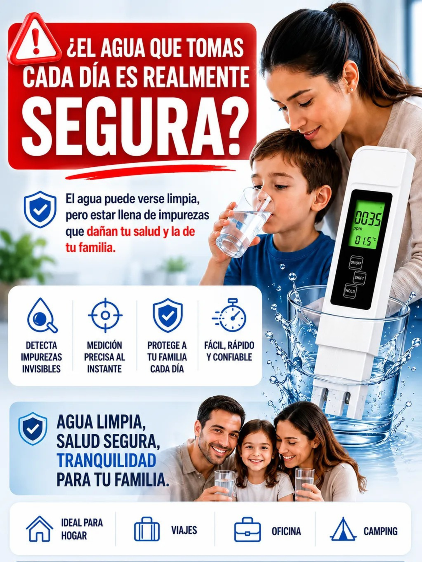 MEDIDOR DE CALIDAD DE AGUA + ENVIO GRATIS